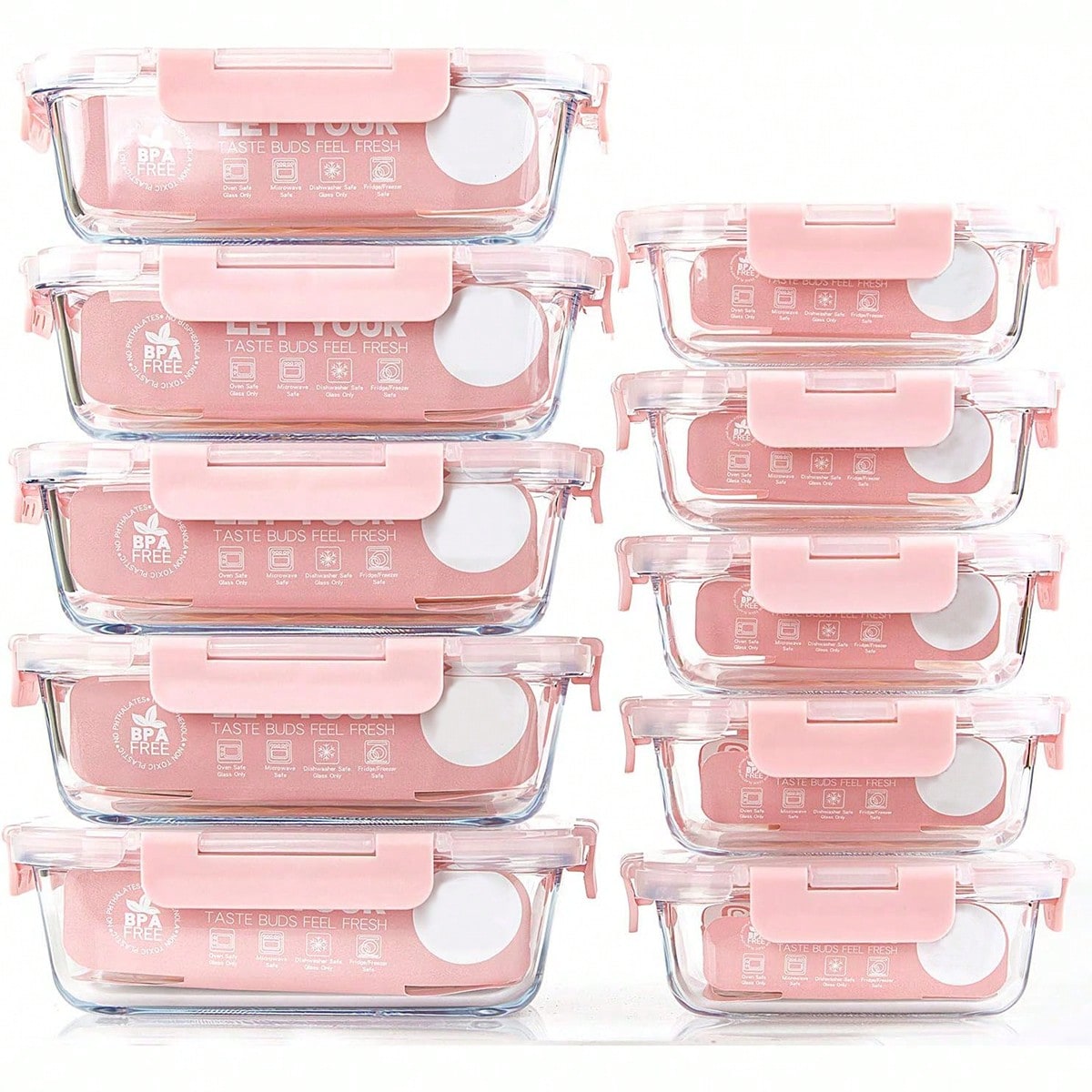 Food Storage Meals - Conjunto de 10 Recipientes de Vidro